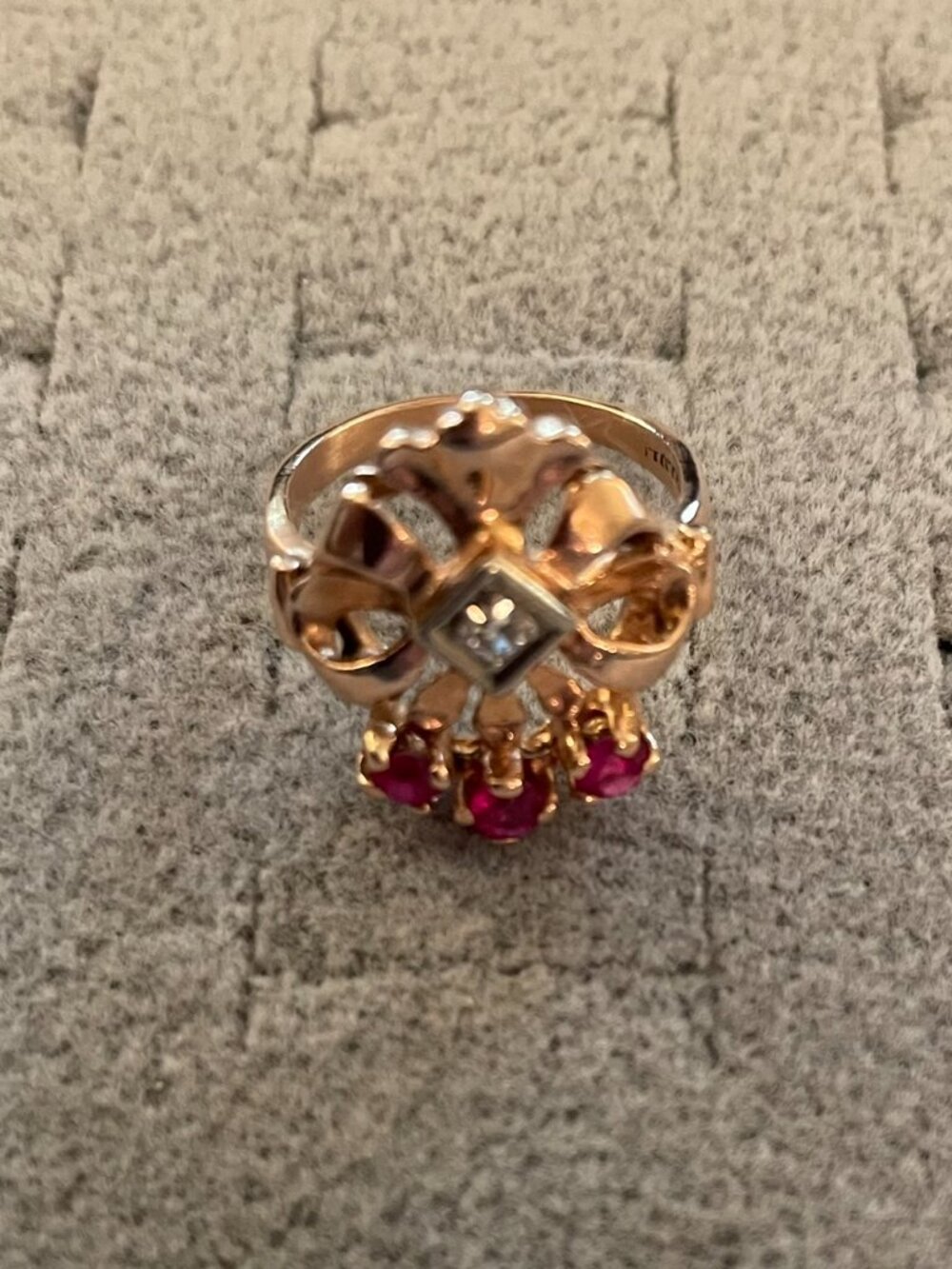Vintage 14k Gold Ring Rose Gold 1920s - 1940s Art Deco Sz 5.5 RARE 4 grams - Picture 5 of 14